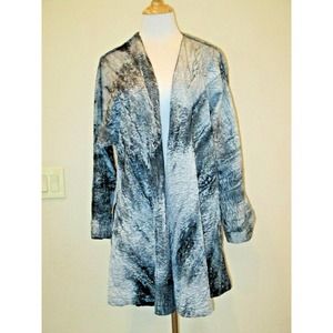 ITEMZ by Chris Baumgartner Cardigan Crinkle Lagenlook Tie Dye Watercolor Size OS